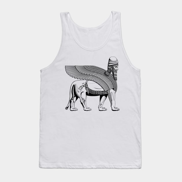 Lamassu Winged Lion Black Tank Top by Dingir ENKI